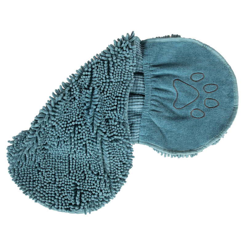 Dog Gone Smart The Dirty Dog Shammy - Fast Drying Dog Bath Towel - Plush Shammy Towel for Dog with Dual Hand Pockets and Elastic - Super Absorbent Microfiber and Machine Washable - Pacific Blue - PawsPlanet Australia