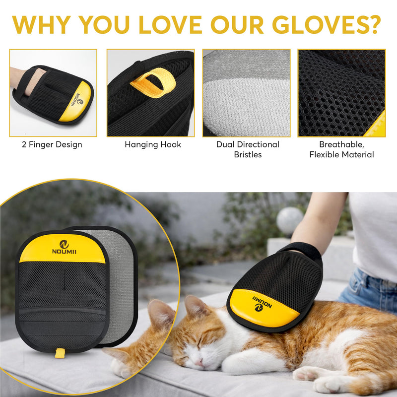 2 Pack Pet Hair Removal Glove - Pet Hair Removal Glove for Dogs & Cats, Electrostatic Pet Hair Remover for Loundry, Couch, Carpet, Clothing, Bed & Car Seat, Reusable Magic Brush Pet Hair Tool - Black 2 - PawsPlanet Australia