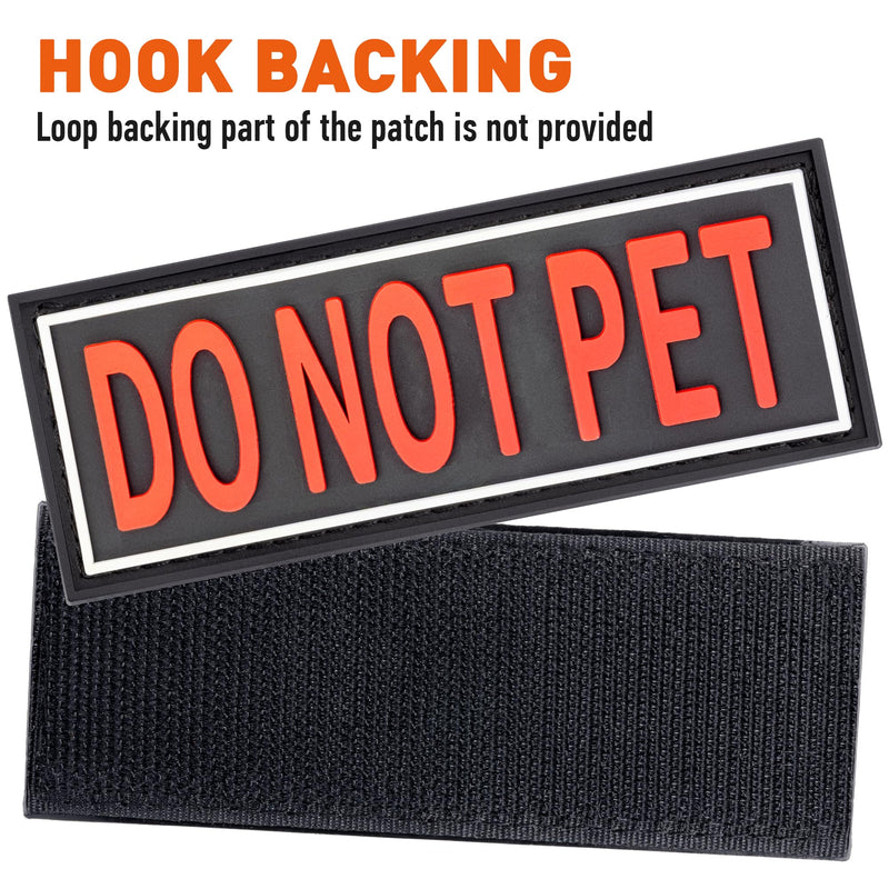 Dogline Do Not Pet Patches for Harness and Vest Removable 3D Rubber Patches with Hook Backing for Small Medium or Large Working Dogs 2" x 6" - Two Patches - PawsPlanet Australia