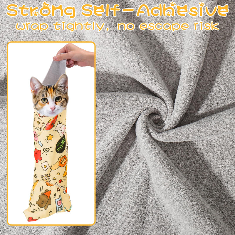 AIERSA XL Cat Wrap for Cutting Nails and Grooming, Cat Restraint Wrap for Nail Clipping, 27x27in Self-Adhesive Fabric Cat Swaddle Burrito Wrap for Nail Trimming, Cat Grooming Supplies XL(within 11lbs) 1pcs - PawsPlanet Australia