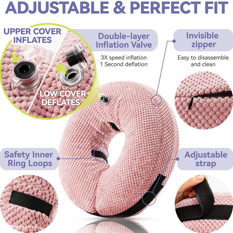 Soft Inflatable Dog Cone Collar for Large Medium Small Dogs Cats After Surgery - Dog Neck Donut, E Collar, Elizabethan Collar Alternatives for Dogs Recovery Small [Neck:5"-8"] pink - PawsPlanet Australia
