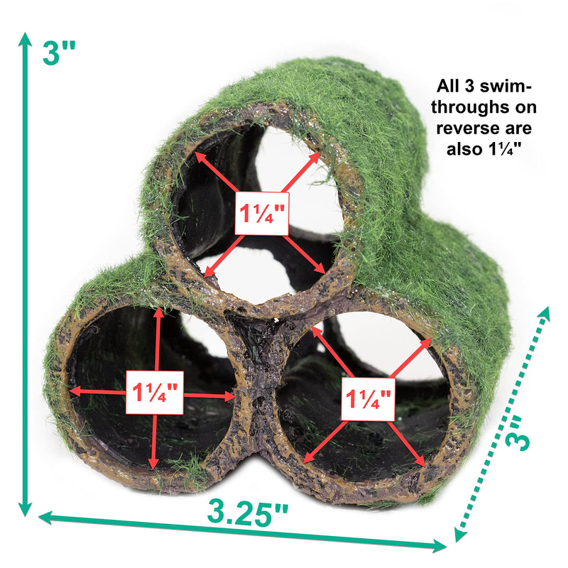 PENN-PLAX Deco-Replicas Hide-Away Pipes with Club Moss Aquarium Decoration – Realistic Appearance with Various Textures – Safe for Freshwater and Saltwater Fish Tanks - PawsPlanet Australia