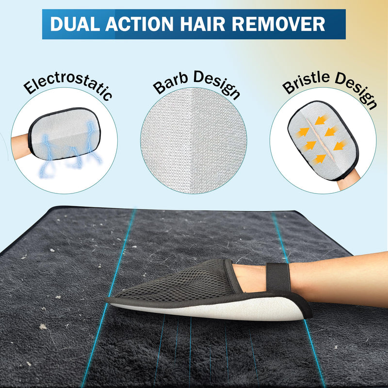 Pet Hair Removal Glove & Mitt for Couch, Furniture & Car Seat, Electrostatic 5-Finger Pet Hair Remover Tool for Dogs & Cats, Reusable Lint & Fur Remover for Carpet, Sofa & Clothing (1 Pack) - PawsPlanet Australia