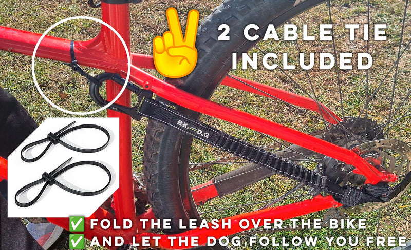 BIKE AND DOG - Dog Leash and Harness for Bicycle, Harness with 3 Rings, 2 are Sides, Includes 2 Special Cable Ties for Bicycle. Patented. (Fluorescent Pink, Leash) Fluorescent Pink - PawsPlanet Australia
