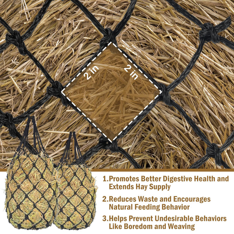 Slow Feed Hay Nets for Horses 2PCS, 42" Length with 2" Holes Hay Nets Holds 3-5 Flakes, Chew-Resistant Polyester Fiber Material - PawsPlanet Australia