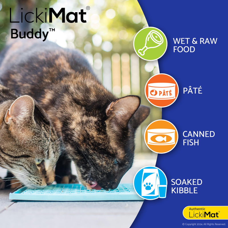 LickiMat Classic Buddy, Cat Slow Feeder Lick Mat, Boredom Anxiety Reducer; Perfect for Food, Treats, Yogurt, or Peanut Butter. Fun Alternative to a Slow Feed Cat Bowl or Dish, Orange