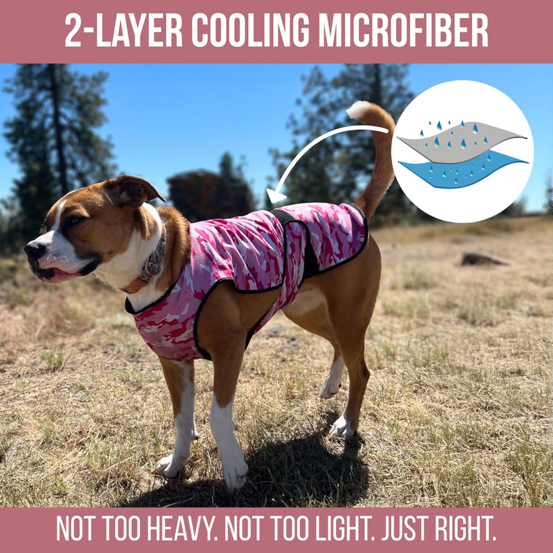 Dog Cooling Vest - 2-Layer Cooling with Soft Microfiber Fabric - Lightweight, Adjustable and Comfortable - UV Protection for Small to Large Dogs - Relief in Hot Weather (Pink, Large) Pink Camo Large (Pack of 1) - PawsPlanet Australia