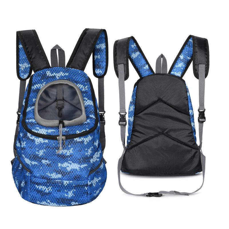 Mile High Life | Hiking Outdoor Pet Carrier Backpack | Kitty Puppy Cat Carrier | Dog Carrier for Small Dogs | Dog Backpack w Breathable Mesh with Soft Padding(Camouflage Blue, Small (Pack of 1)) - PawsPlanet Australia