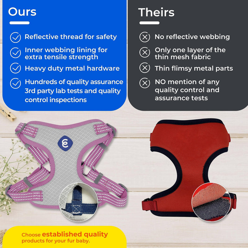 Blueberry Pet Essentials Back to Basics Reflective Dog Harness Vest, Mauve Orchid, Small, Adjustable Harnesses for Dogs Small (Pack of 1) - PawsPlanet Australia