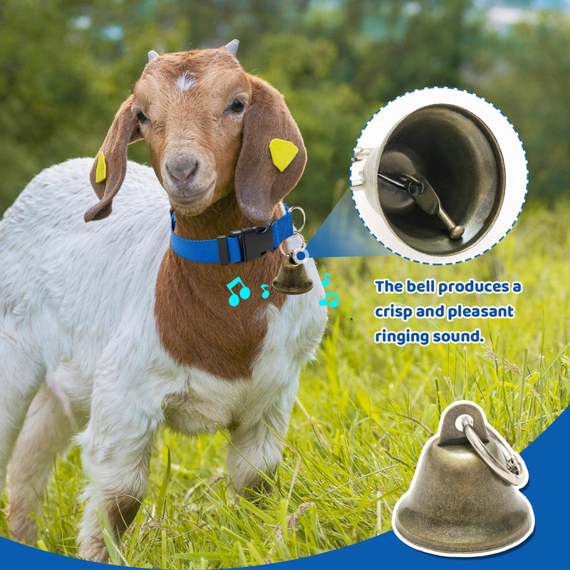 3 Pack Goat Collars with Bells, Adjustable Pet Collar & Anti-Lost Loud Bronze Grazing Copper Bells Accessories for Small Farm Animal Sheep Cow Goat (Neck 13.8"-20.9") - PawsPlanet Australia