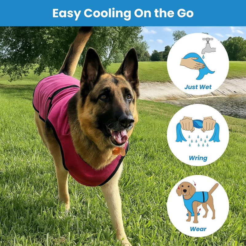 Dog Cooling Vest – Lightweight Evaporative Shirt with UV Protection for Small, Medium, and Large Dogs – Breathable Soft Fabric for Hot Weather (M, Rose Pink) - PawsPlanet Australia