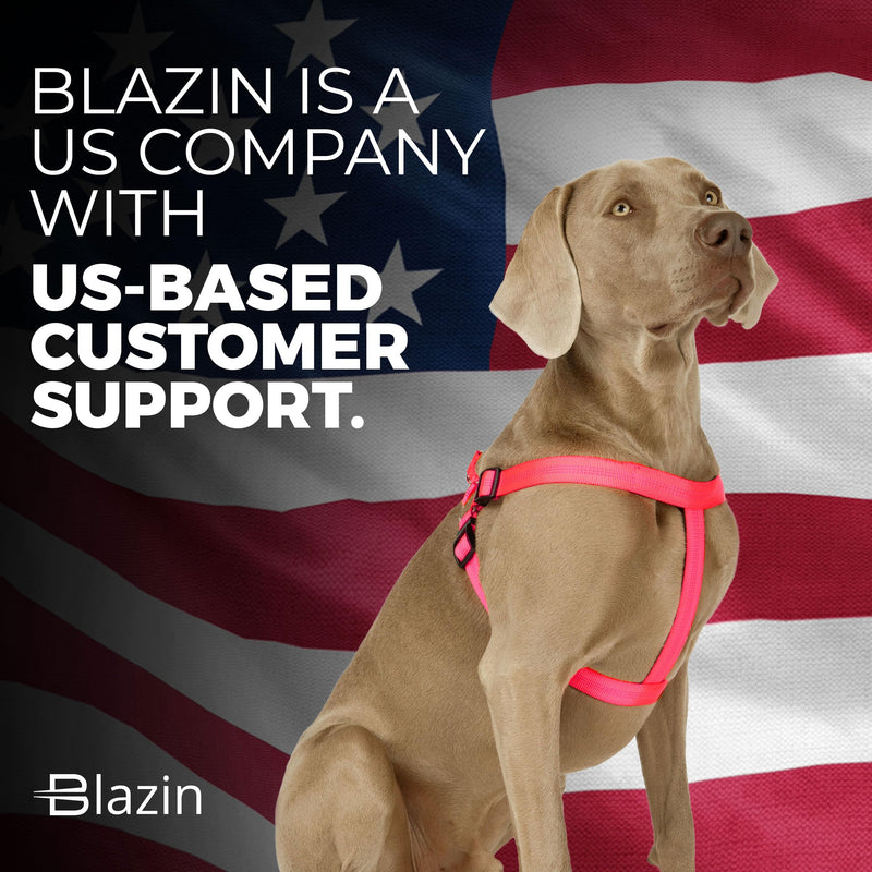 BLAZIN Reflective Dog Harness - 'Color Me Happy!' Adjustable Step-in Reflective Nylon Vest Harness - Neoprene Padded for Extra Comfort (Large, Pink) Hot Pink Large - PawsPlanet Australia
