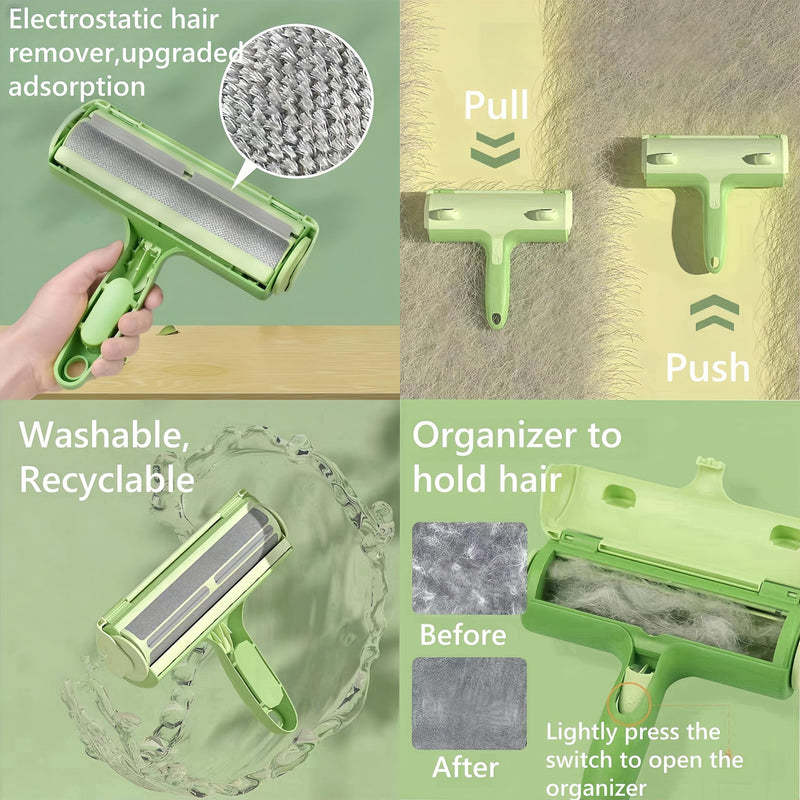 BoBow Roller Pet Hair Remover, Reusable Lint Roller Cat & Dog Hair Remover for Furniture, Couch, Carpet, Clothing and Bedding - Portable Multi-Surface Fur Removal Tool Green - PawsPlanet Australia