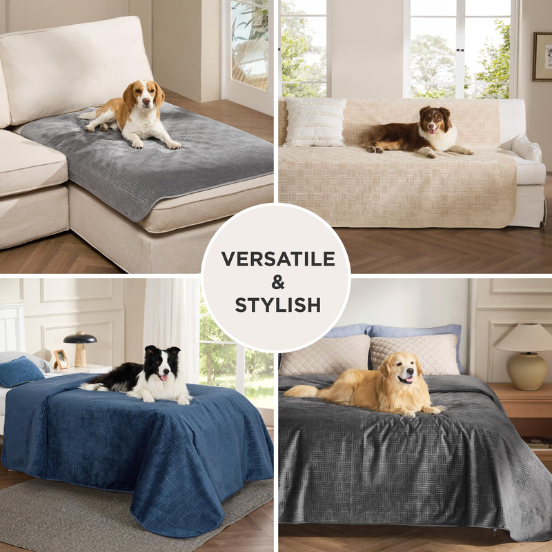 Bedsure Waterproof Couch Cover for Dogs Washable - Waterproof Blanket for Large Dogs Couch Sofa Bed Cozy, Lightweight Furniture Protector for Pet Cat Quick Drying, Sandy Tan, 52x82IN 52x82 inch - PawsPlanet Australia