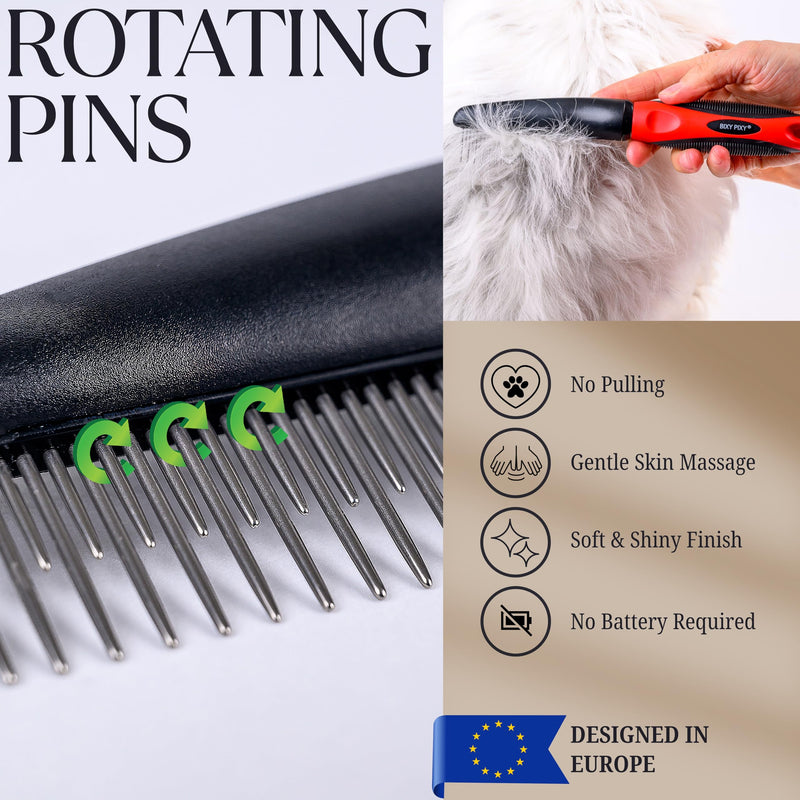 Poodle Comb with Rotating Teeth - 5-in-1 Dog Dematting Tool - Used for Small Size Breeds and Puppies - Cat Comb for Shedding and Deshedding Rotating Comb