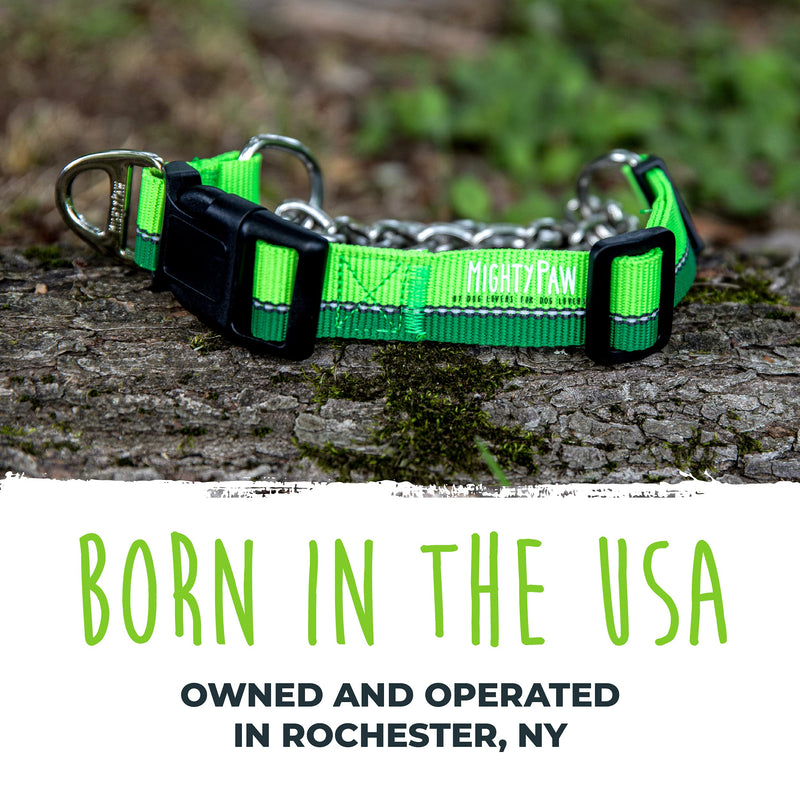 Mighty Paw Martingale Dog Collar 2.0 | Trainer Approved Limited Slip Collar with Stainless Steel Chain & Heavy Duty Buckle - Modified Cinch for Gentle & Effective Pet Training - Large, Green - PawsPlanet Australia