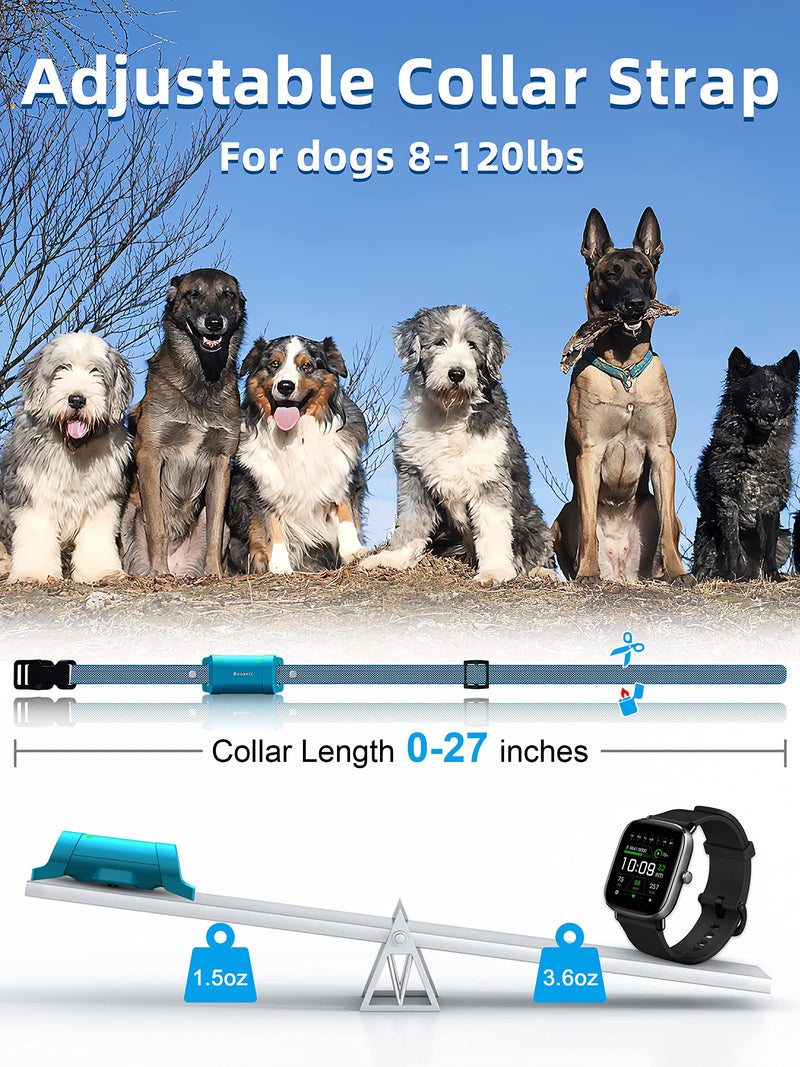 Bousnic Dog Training Collar with Remote - 4000ft Waterproof Dog Shock Collars 2 Dogs for Large Medium Small Dogs Rechargeable E Collars for Dogs Training with Beep Vibration Humane Shock(1-16) Mode Lake blue