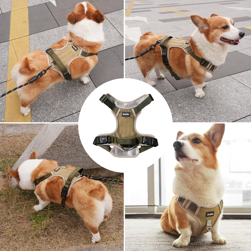 Small Dog Harness, Heavy Duty Tactical No-Pull Reflective Harness & Collar Set — Secure, No Choke, Easy On and Off Pet Vest, Adjustable Dog Vest with Breathable Padded for Walking Hiking Training Small - PawsPlanet Australia