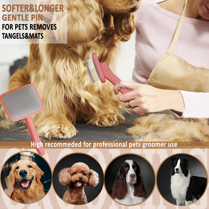 LBMBAIC Doodle Slicker Bursh With 25mm Long Soft Pin for Thick and Long Fur Medium and Large Size Dogs with 7.5INCHES Metal Grooming Comb for Dogs and Cats. - PawsPlanet Australia