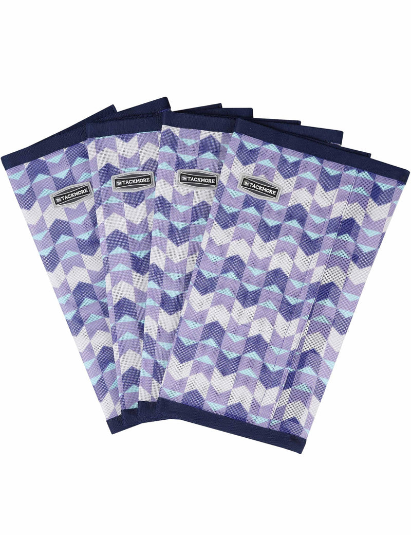Tackmore Horse Fly Boots, Loose-Fitting Breathable Mesh Fly Leggings for Horses, Anti-Sag Stomp-Reducing Set of 4 Purple Waves Medium