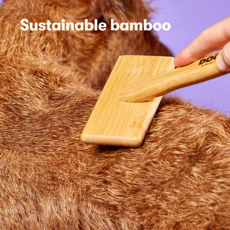 DOG by Dr Lisa - Slicker Brush - Short Bristle Brush for Dogs - For Most Dog Coats - Made from Sustainable Bamboo - Vet-Created - Small