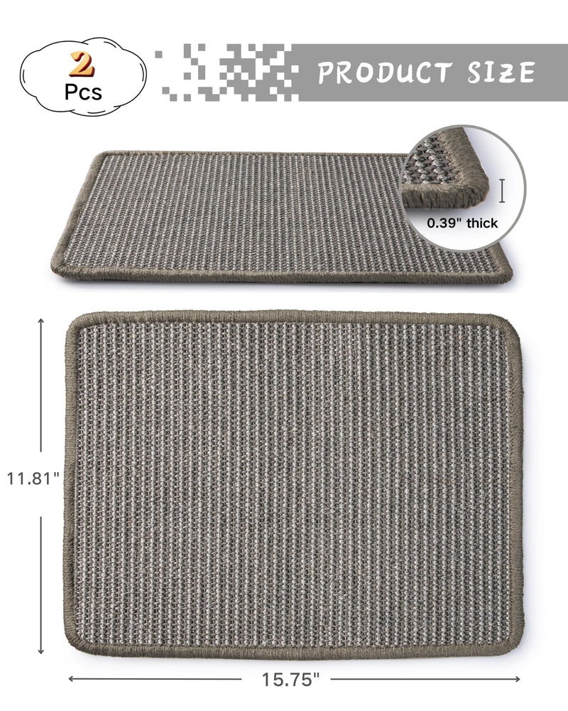 JanYoo 2pcs Bunny Scratch Pads Natural Sisal Rabbit Scratching Pad Bunny Scratcher Mat Resting Mats for Cages, Small Animal Claws and Teeth Care Bedding Accessories for Guinea Pig (15.7x11.8in, Grey) 2-Grey