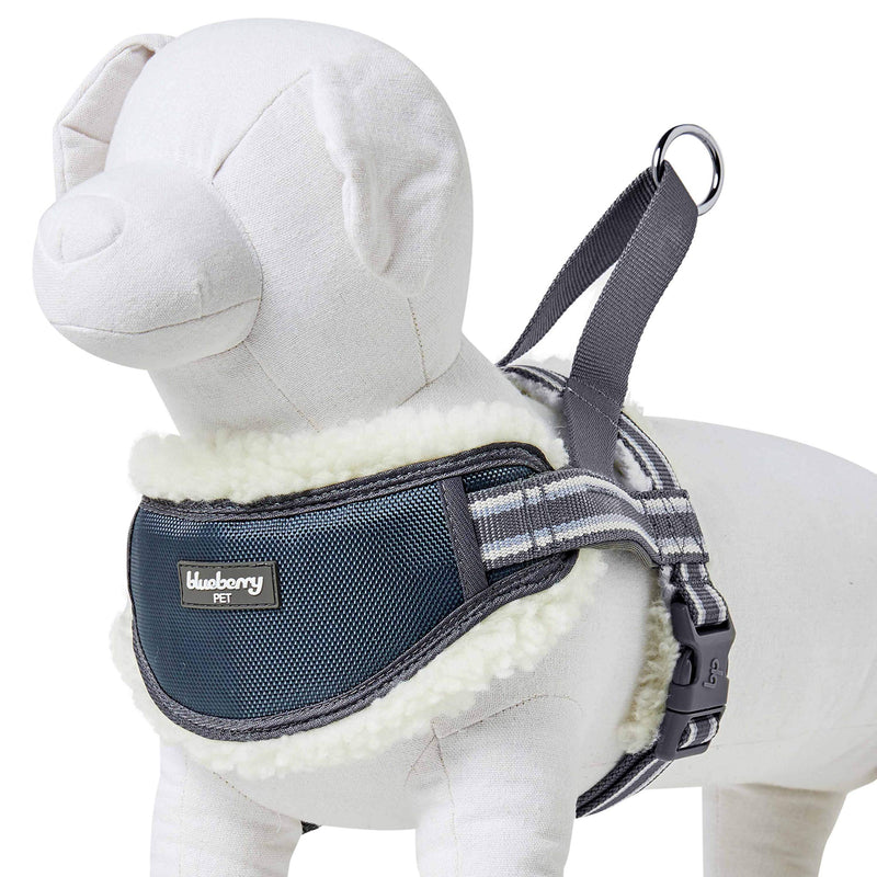 Blueberry Pet Soft & Comfy Multi-Colored Stripe Fleece Padded Chest Dog Harness, Chest Girth 16.5" - 21", Grey, Small, Adjustable No Pull Training Harness for Dogs - PawsPlanet Australia