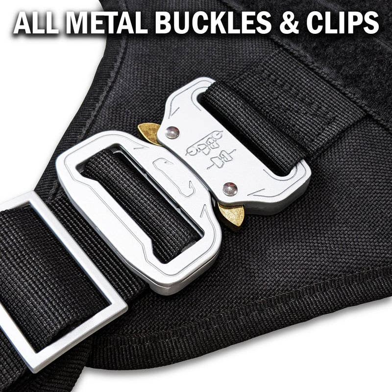 Tactical Dog Harness with 4 Metal Buckles; Waterproof, Military Grade Dog Vest; no-pulls but Does not Choke Neck; Great with Prevents Escapes, Heavy-Duty Dog Harness for Large Dogs Red (L) Large (L) - PawsPlanet Australia