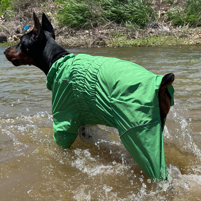 Dogs Waterproof Jacket, Lightweight Waterproof Jacket Reflective Safety Dog Raincoat Windproof Snow-proof Dog Vest for Small Medium Large Dogs Green 4XL 4XL (back 24")