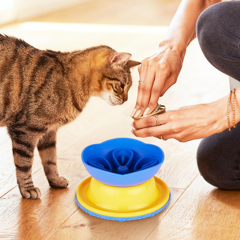 Hertzko Elevated Slow Feeder Bowl for Cats & Small Dogs - Slow Feeder Cat & Dog Bowl - Elevated Slow Feeder Dog Bowls - Cat Puzzle Feeder - Elevated Cat Feeder - Raised Cat Bowl - Slow Feeder Cat bowl