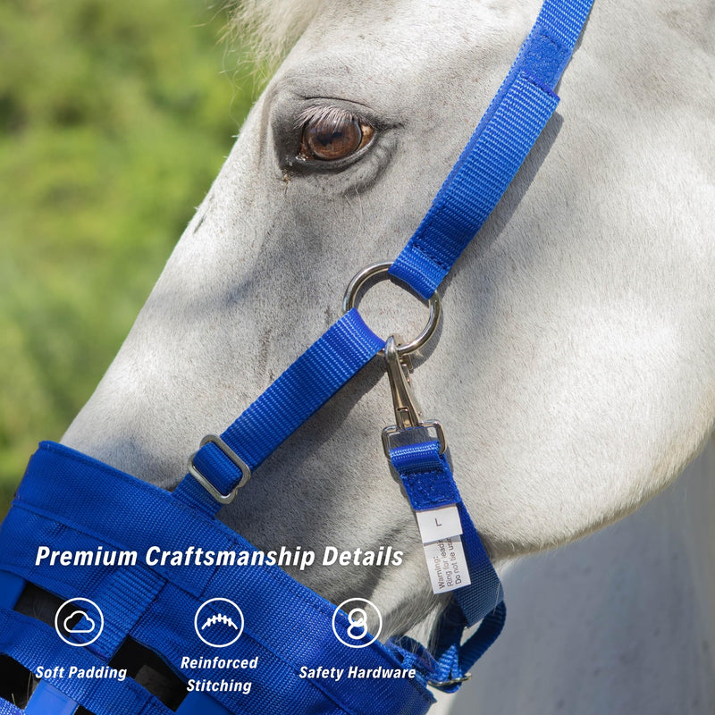 BARN & STABLE Horse Grazing Muzzle for Easy Breathe, Comfortable Muzzle Grazing for Horses with Adjustable Straps, Buckles, Suitable for Precaution of Laminitis Blue Small - PawsPlanet Australia