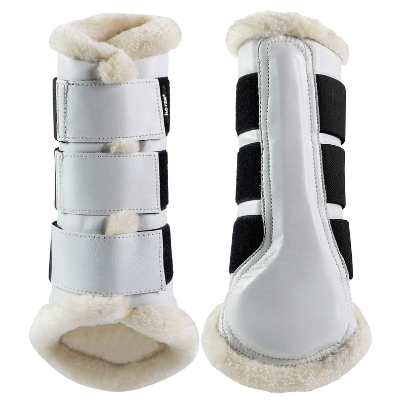 HORZE Wilton Faux Fur Brushing Boots S White