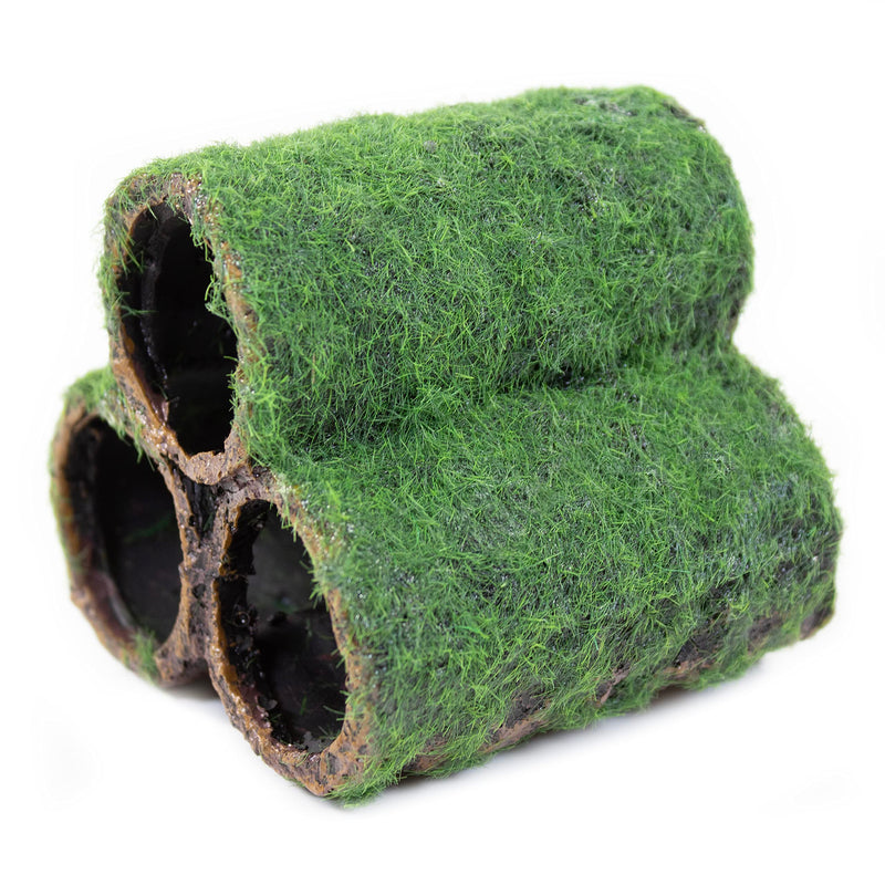 PENN-PLAX Deco-Replicas Hide-Away Pipes with Club Moss Aquarium Decoration – Realistic Appearance with Various Textures – Safe for Freshwater and Saltwater Fish Tanks - PawsPlanet Australia