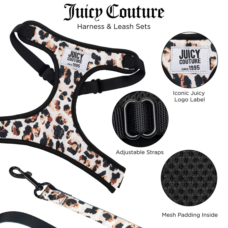 Juicy Couture Leopard Print Dog Harness and Leash Set – Adjustable Puppy Harness with Puppy Leash & Mesh Padding Dog Harness, Large - PawsPlanet Australia