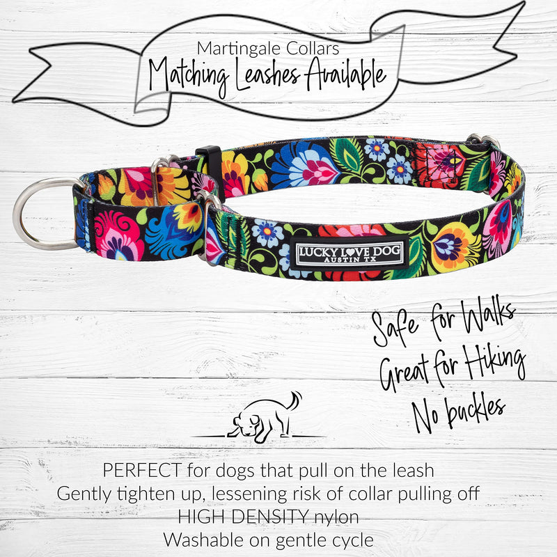 Lucky Love Dog Wide Martingale Dog Collar - No-Slip, Durable, & Soft Webbing 1.5 inch Martingale Collar for Dogs Male and Female Ideal for Training & Walking - Blackbird, Large Wide Martingale Collar Large | 15-25" Blackbird Martingale - PawsPlanet Australia