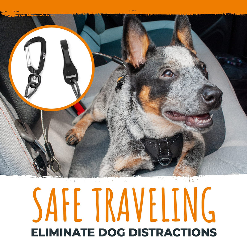 Mighty Paw Dog Seat Belt Vehicle - Chew-Proof Dog Belt - Great for Teething Puppies - Latch Bar Attachment Like Child's Car Seat - Aviation Aluminum Carabiner - Strong Enough for Climbers - 850+ LB Large Black - PawsPlanet Australia