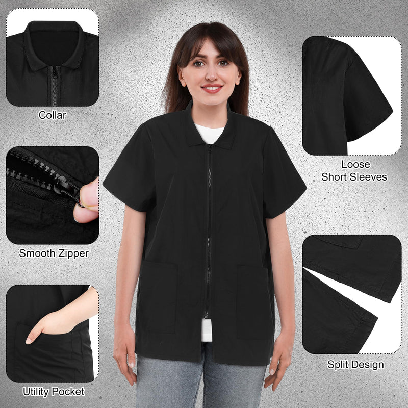 MCEAST 2 Pack Black Pet Groomer Uniforms with Full Zipper Water Resistant and Anti-Static Pet Smock Clothes for Women Men, XX-Large - PawsPlanet Australia