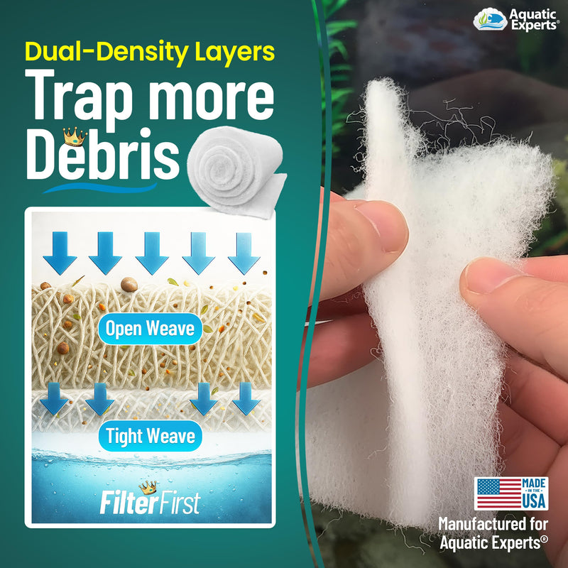 Aquatic Experts Aquarium Filter Floss for Fish Tank Filters - FilterFirst Aquarium Filter Pad - Media Roll for Crystal Clear Water, 3/4" - 1" Thick (12 Inch Wide, 72 Inch Long) 12 Inch Wide - PawsPlanet Australia
