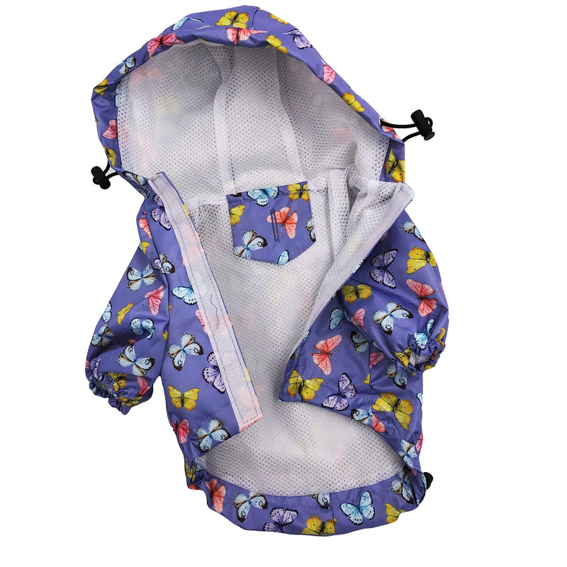 for Small Pet Cat Dog Raincoat Hoodie Coat Waterproof Rain Jacket Rainwear (S: Length - 12", Purple) S: Length - 12"