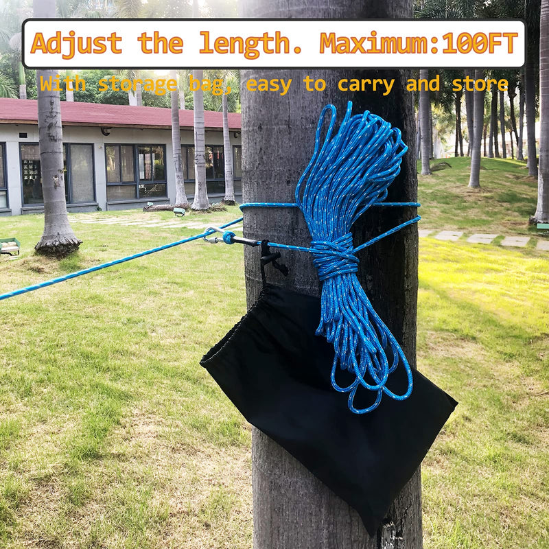 Dog Tie Out Cable for Camping Heavy Duty Overhead Trolley System and Dog Rope Toys with a Big Spring Pole Kit for Dogs up to 200lbs, Portable Reflective Dog Lead Line for Yard, Park and Outdoor 100FT - PawsPlanet Australia