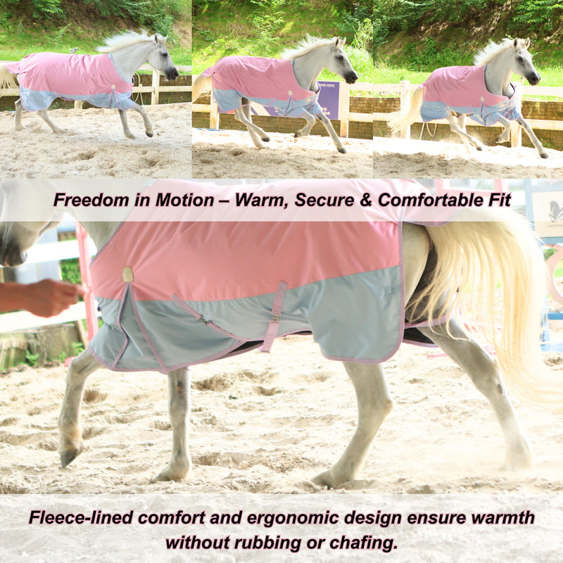 BARN & STABLE 600Denier 3000mm/3000mvp Super Waterproof & Breathable Horse Blankets for Winter with 200g Fill Sea Pink/Plume 75 Inch - PawsPlanet Australia