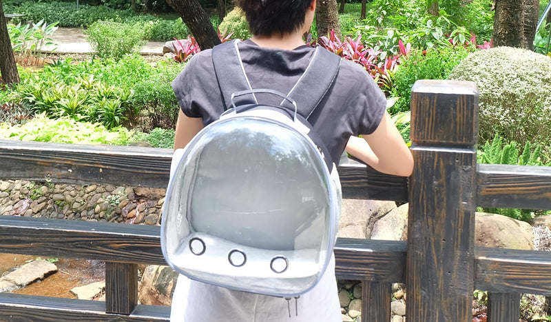 Small Animal Carrier Backpack for Guinea Pig Bird Bunny Cat Kitten Lizard Rabbit Squirrel Beared Dragon Portable Travel Carrier Backpack Space Capsule Bubble Window Carrier (Black) Black - PawsPlanet Australia
