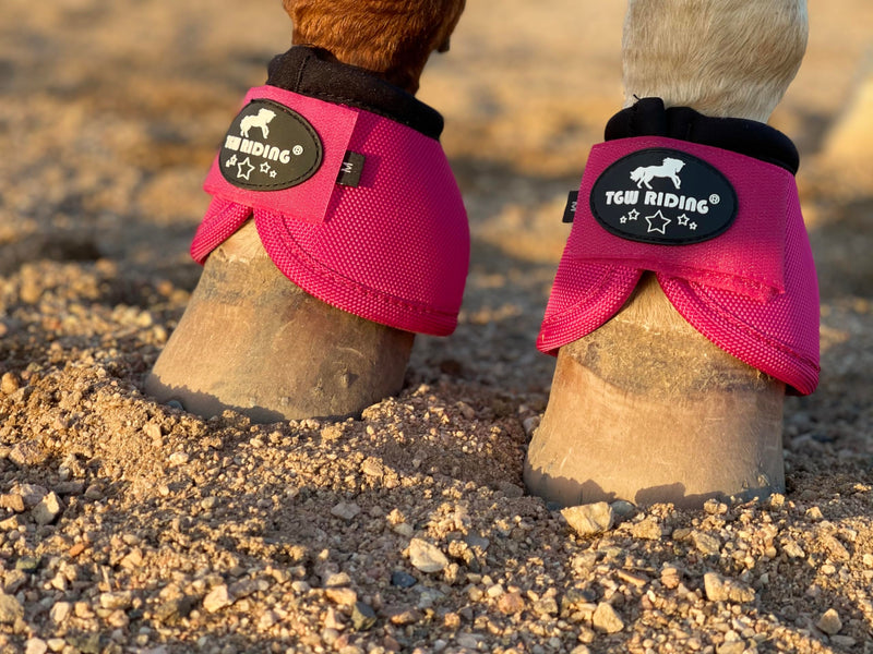 2520D Horse Bell Boots No-Turn Horse Bell Boots, Equine Ballistic Hoof Overreach Bell Boot, Pair Hot Pink Medium