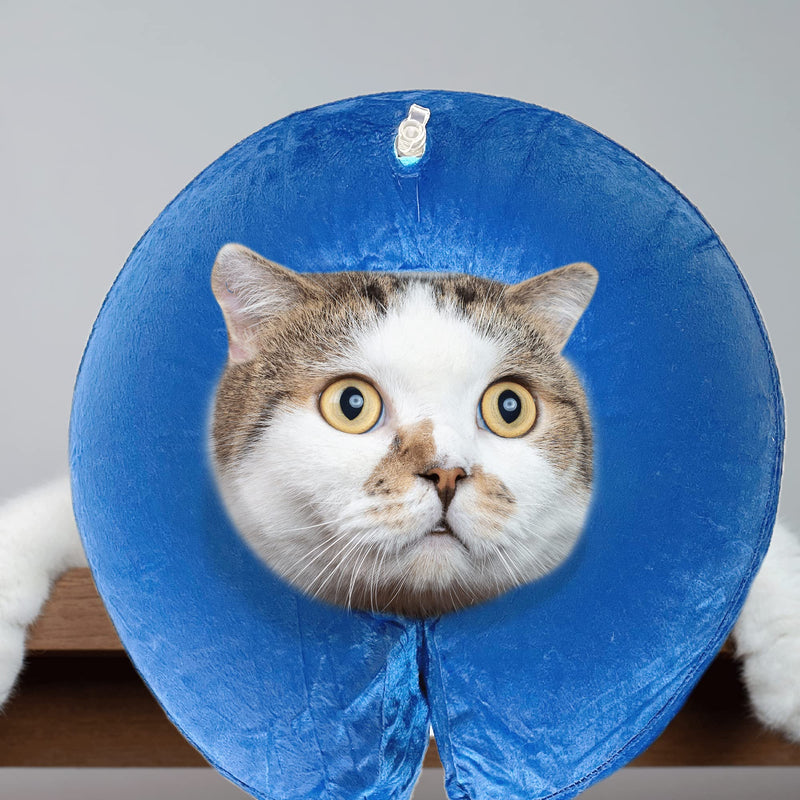 SIMENA Inflatable Pet Recovery Cone Collar for Cats and Dogs, Protective After-Surgery Adjustable Cone to Prevent from Biting and Scratching, Comfy Pet Collar (Blue, Small) Blue - PawsPlanet Australia