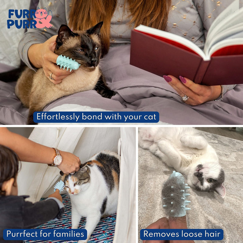 Furr&Purr Cat Brush Set for Indoor Cats - Grooming Tools: Face Scratcher, Calming Massager, and Scratching Pad (2-Pack, Made in the USA) 2 Pack - New - PawsPlanet Australia