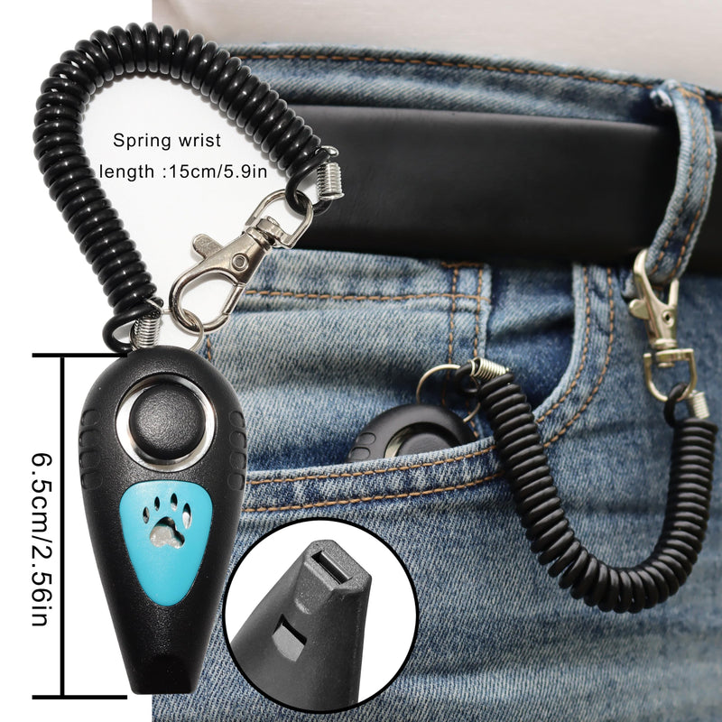 Pet Training Clicker with Whistle and Wrist Strap - Dog Training Clickers Whistles (Black + Blue) - PawsPlanet Australia
