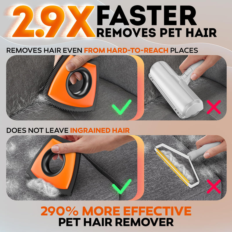 New 2025 Pet Hair Removal Tool - Dog and Cat Hair Remover for Clothes Couch Carpet and Car Detailing Auto Interior-Lint and Fur Cleaning Supplies for Furniture-Ergonomic and Anti-Slip Handle M Orange - PawsPlanet Australia