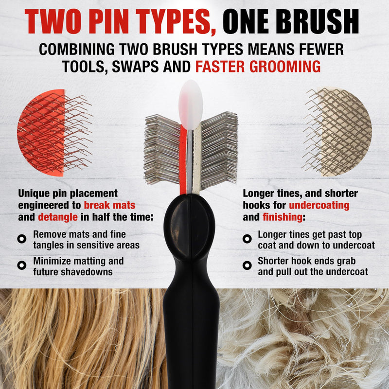 FlexIt Home - Flexible Slicker Brush for Dogs - Dog Grooming Brush for Poodles, Golden Doodles, Huskies, Retrievers, and Labradoodles - Professional 3-in-1 System & Video Trainings (Single, Firm Flex) Firm Flex - Single