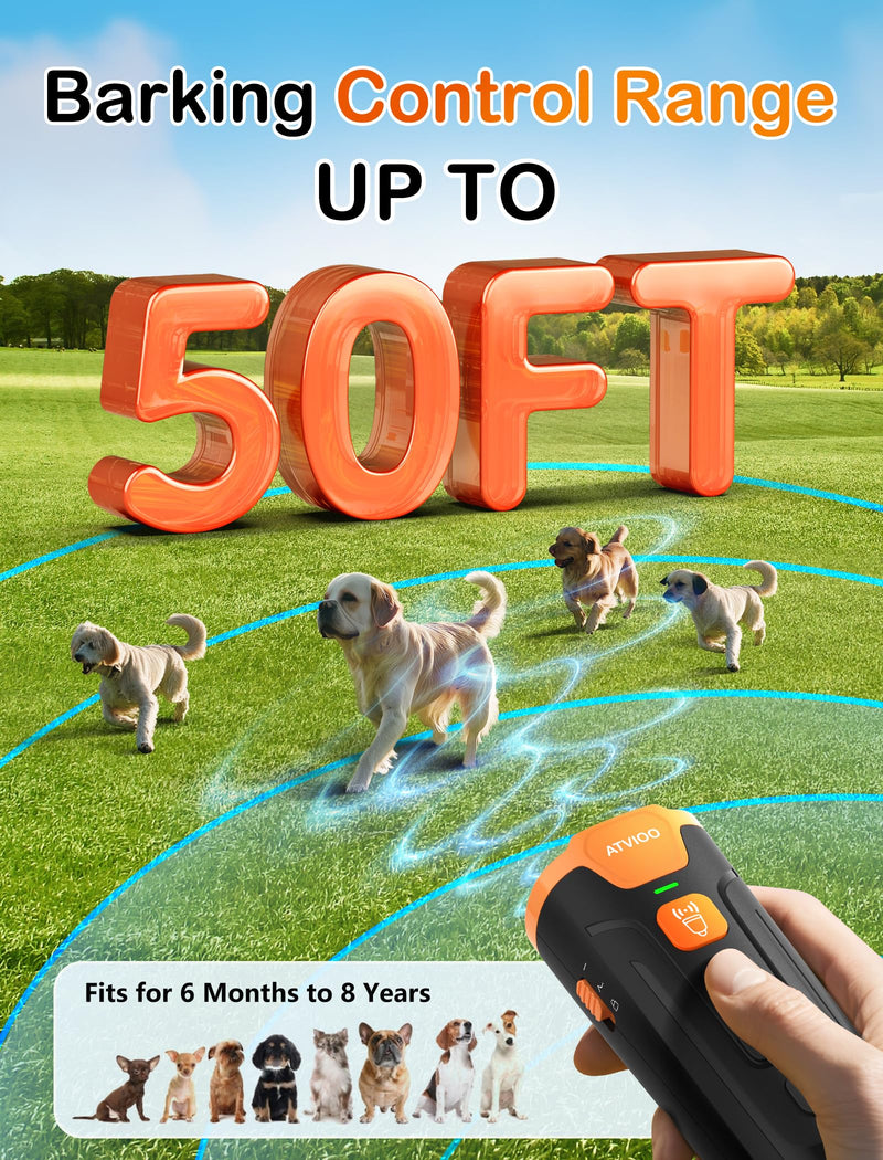 Dog Bark Deterrent Device - Ultrasonic Anti-Barking Devices with 3X Sonic Emitters, Up to 50FT Long Range & Rechargeable Bark Control - Safe for Dogs Training - Indoor & Outdoor (Black) Black - PawsPlanet Australia