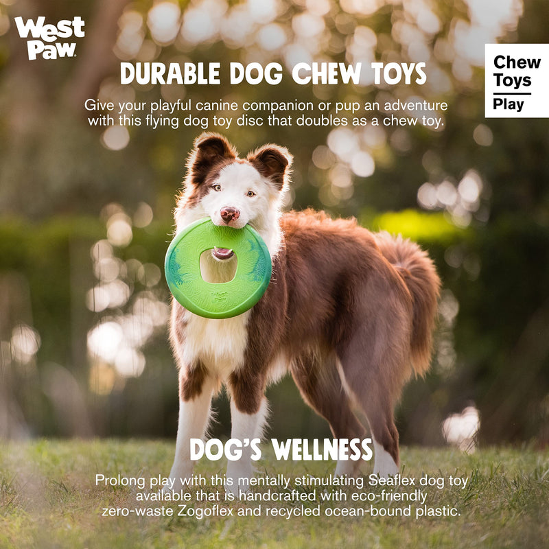 WEST PAW Seaflex Sailz Dog Toy Flying Disc – Machine Washable Dog Toys for Moderate Chewers – Eco-Friendly Zogoflex Toys for Dogs – Perfect for Gnawing, Fetch, Catch, Pet Training – Surf - PawsPlanet Australia